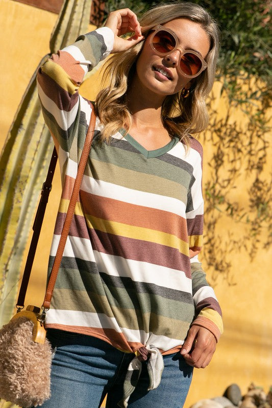 TERRY MULTI STRIPE BOXY TOP