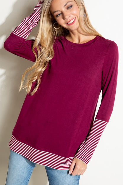 PLUS PIN STRIPE MIXED TOP