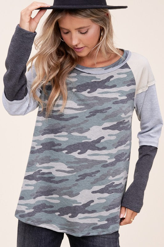 CAMOUFLAGE COLOR BLOCK TOP