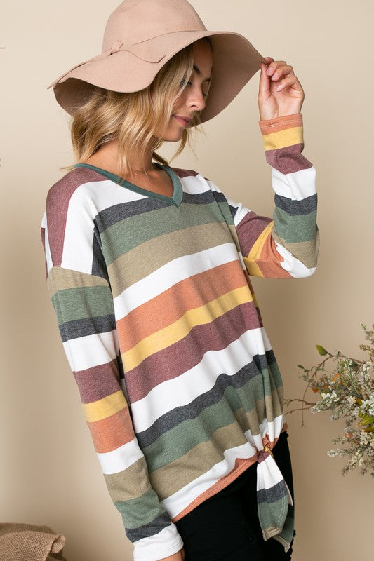 PLUS TERRY STRIPE BOXY TOP