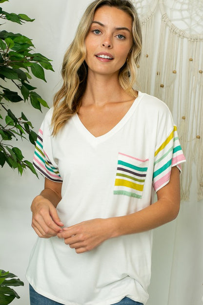 MULTI STRIPE MIXED BOXY TOP