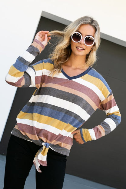 TERRY MULTI STRIPE BOXY TOP