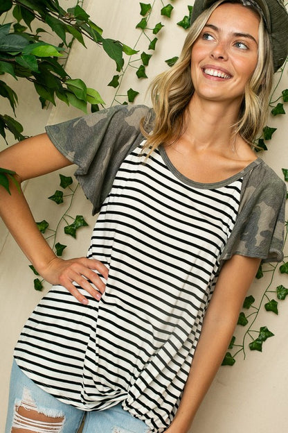 STRIPE CAMO  TWIST BOTTOM TOP