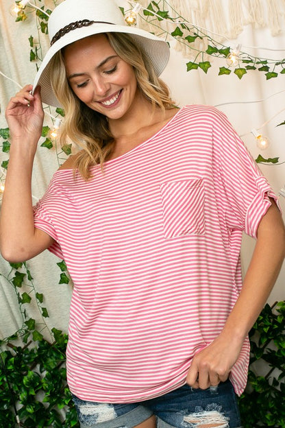 STRIPE JERSEY ONE SHOULDER BOXY TOP