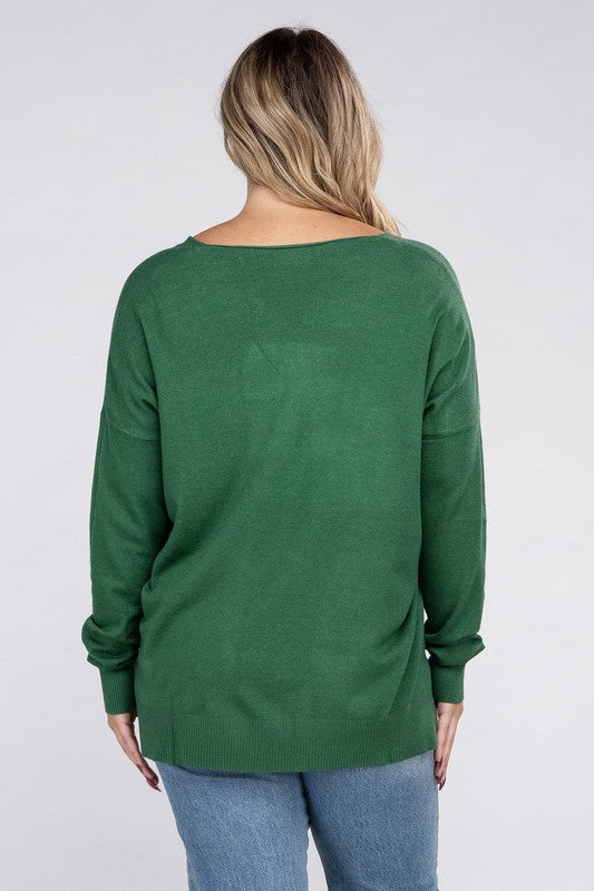 Plus Garment Dyed Front Seam Sweater