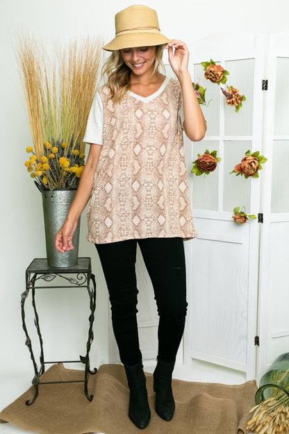 PLUS ANIMAL SOLID MIX TUNIC TOP