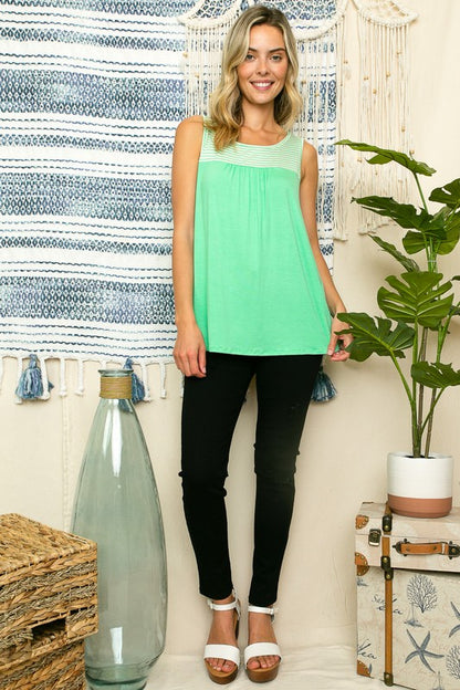 PLUS SOLID PIN STRIPE MIX TANK TOP