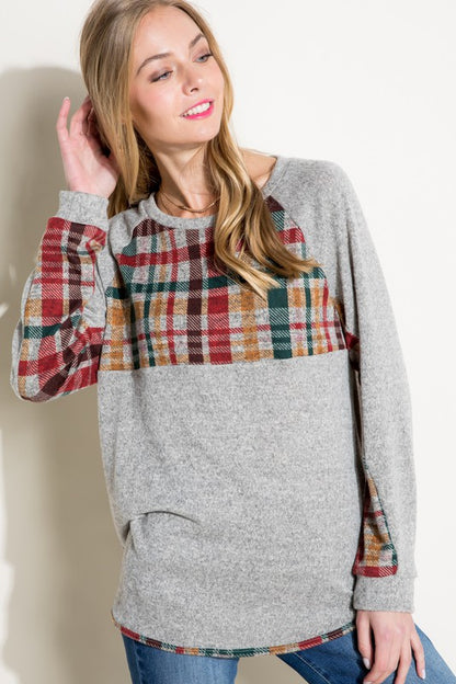 MULTI COLOR PLAID MIXED TOP