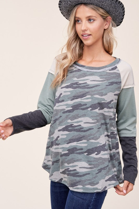 CAMOUFLAGE COLOR BLOCK TOP