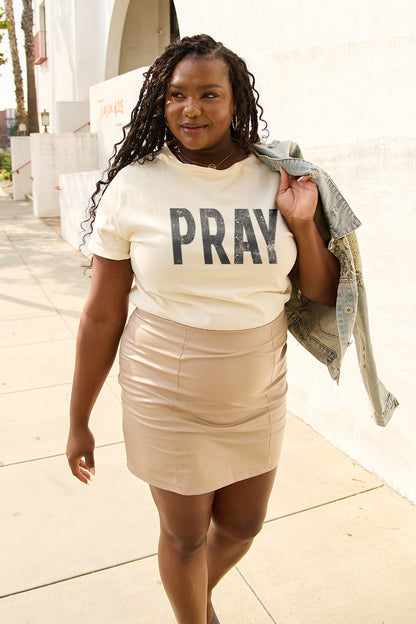 Simply Love Full Size PRAY Round Neck T-Shirt