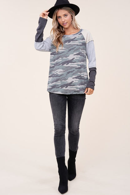 CAMOUFLAGE COLOR BLOCK TOP