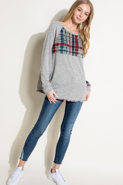 MULTI COLOR PLAID MIXED TOP