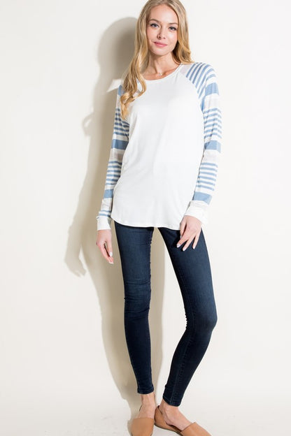 PLUS ENGINEERING STRIPE MIXED TOP