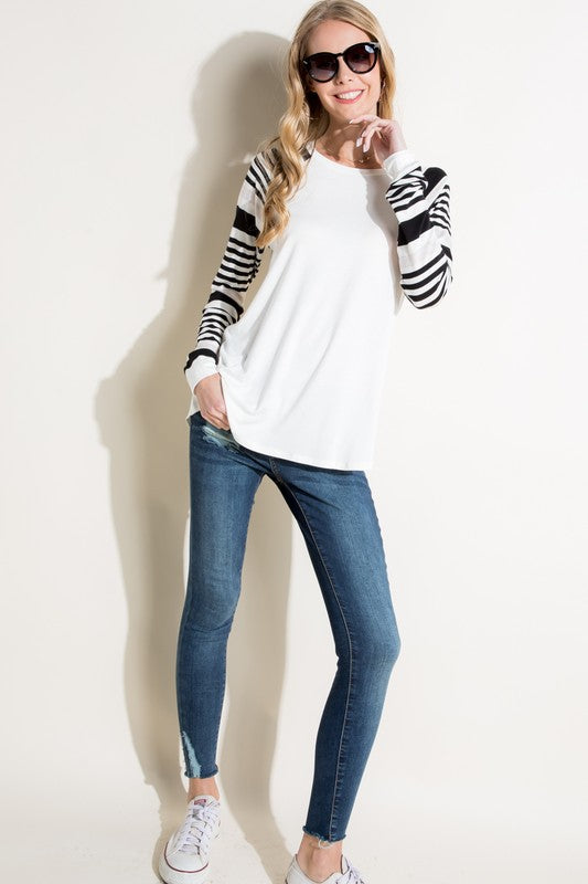 PLUS ENGINEERING STRIPE MIXED TOP