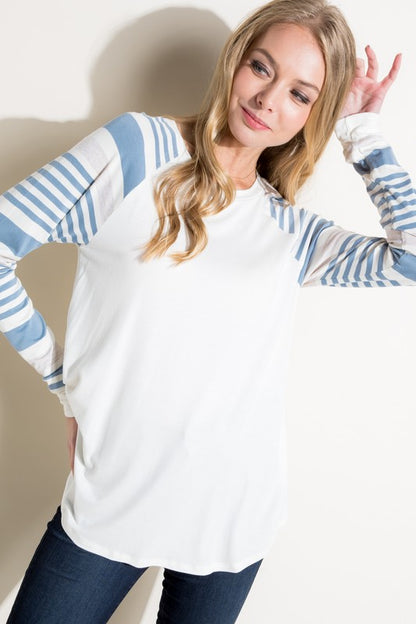 PLUS ENGINEERING STRIPE MIXED TOP