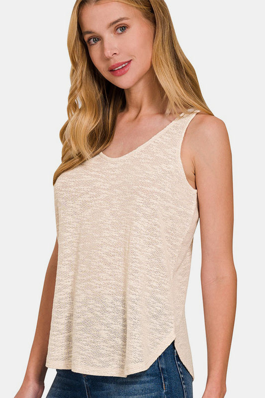 Zenana Curved Hem Round Neck Tank