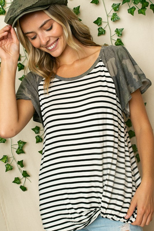 STRIPE CAMO  TWIST BOTTOM TOP