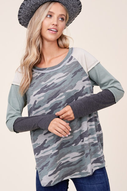 CAMOUFLAGE COLOR BLOCK TOP