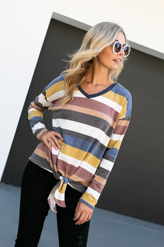 TERRY MULTI STRIPE BOXY TOP