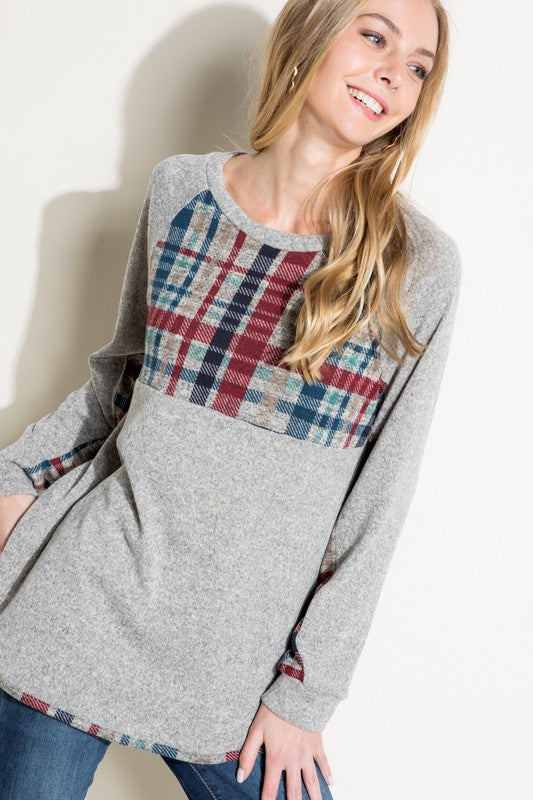 MULTI COLOR PLAID MIXED TOP