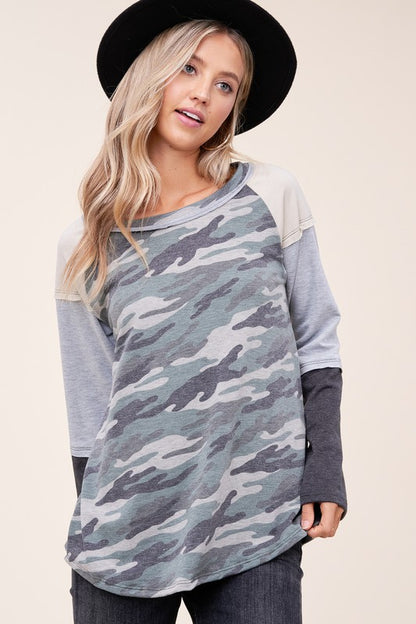 CAMOUFLAGE COLOR BLOCK TOP