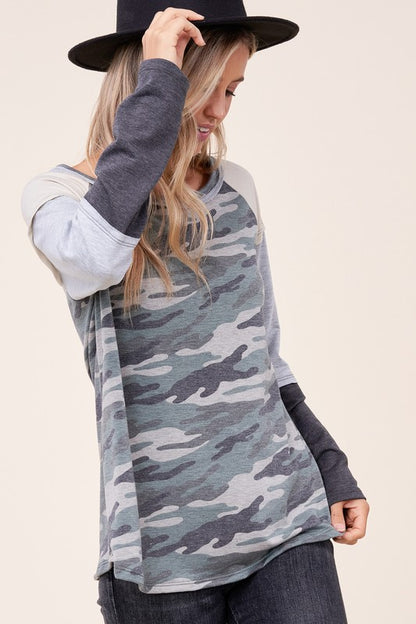 CAMOUFLAGE COLOR BLOCK TOP