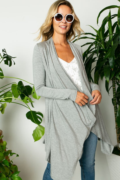 PLUS SOLID JERSEY CASCADE CARDIGAN