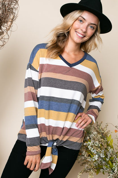 PLUS TERRY STRIPE BOXY TOP