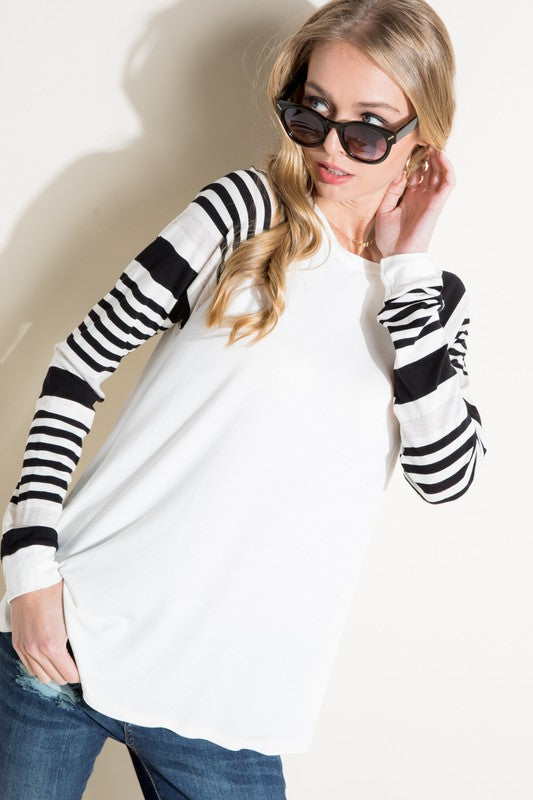 PLUS ENGINEERING STRIPE MIXED TOP