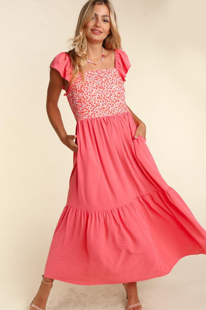 PLUS EMBROIDERY DOT WOVEN MAXI WITH SIDE POCKETS