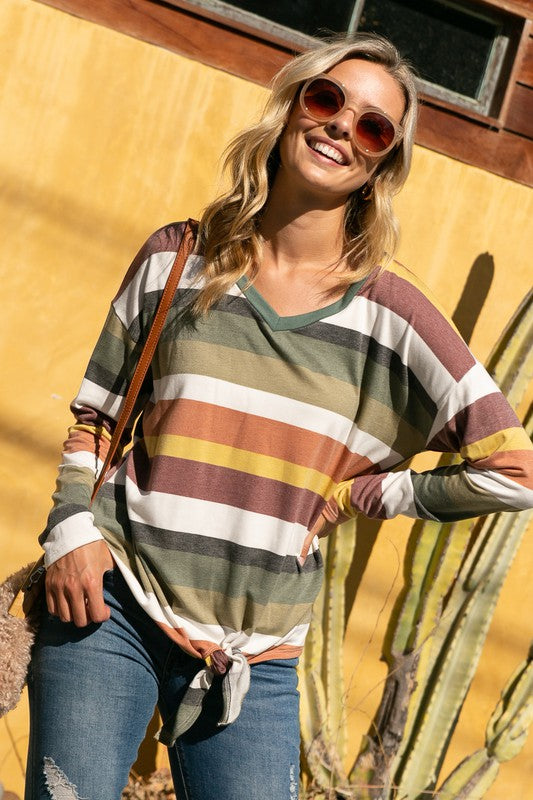 TERRY MULTI STRIPE BOXY TOP