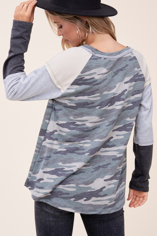 CAMOUFLAGE COLOR BLOCK TOP