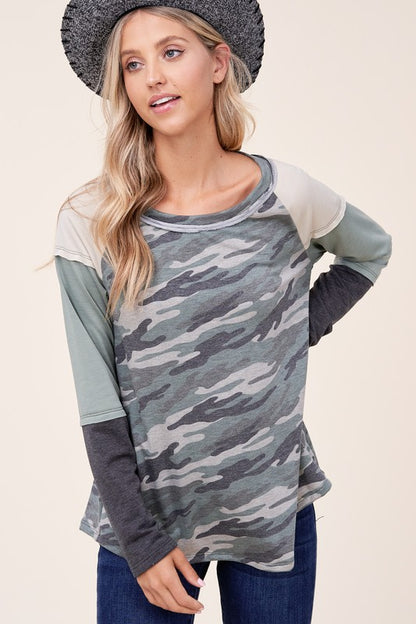 CAMOUFLAGE COLOR BLOCK TOP