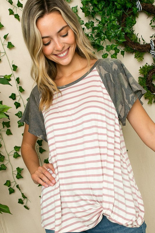 STRIPE CAMO  TWIST BOTTOM TOP