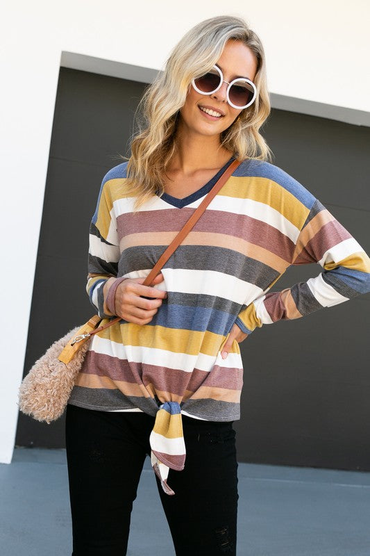 TERRY MULTI STRIPE BOXY TOP