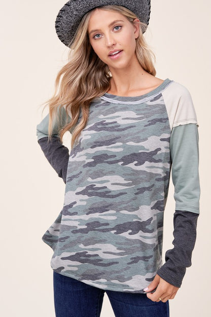 PLUS CAMOUFLAGE COLOR BLOCK TOP