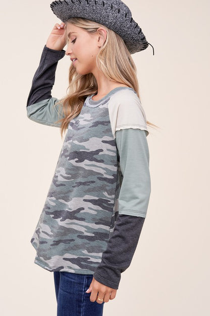 CAMOUFLAGE COLOR BLOCK TOP