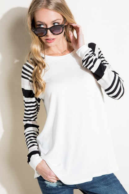 PLUS ENGINEERING STRIPE MIXED TOP