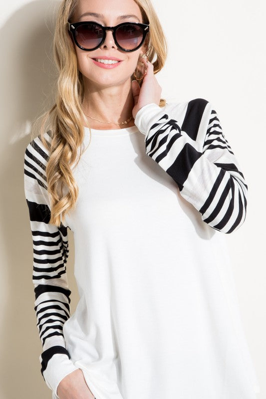 PLUS ENGINEERING STRIPE MIXED TOP