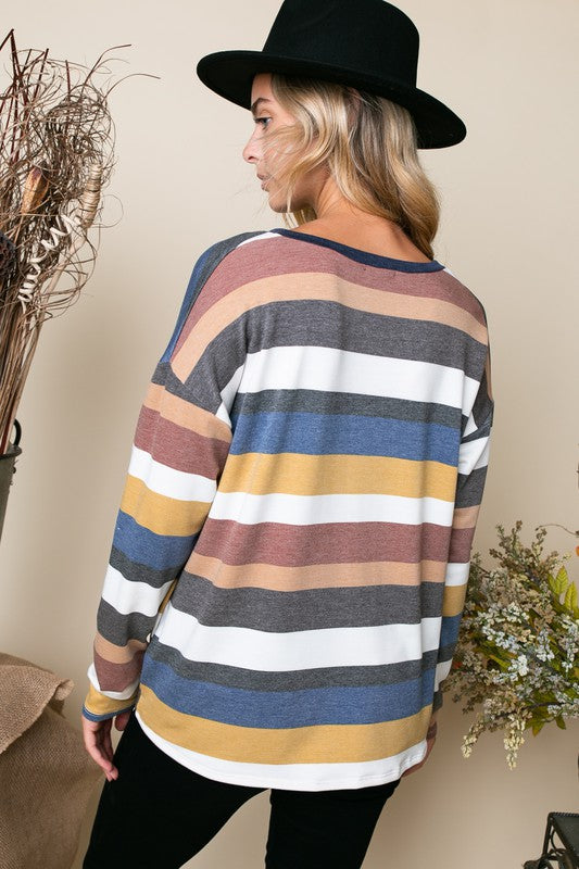 PLUS TERRY STRIPE BOXY TOP