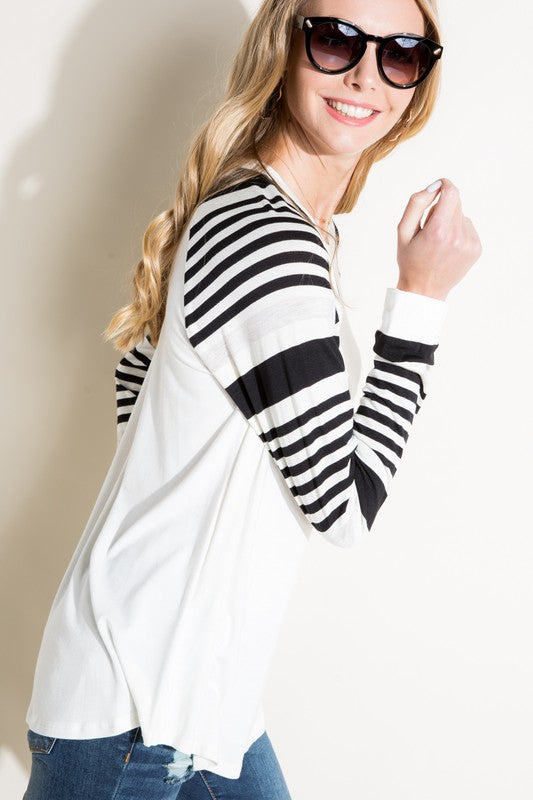 PLUS ENGINEERING STRIPE MIXED TOP