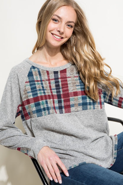 MULTI COLOR PLAID MIXED TOP