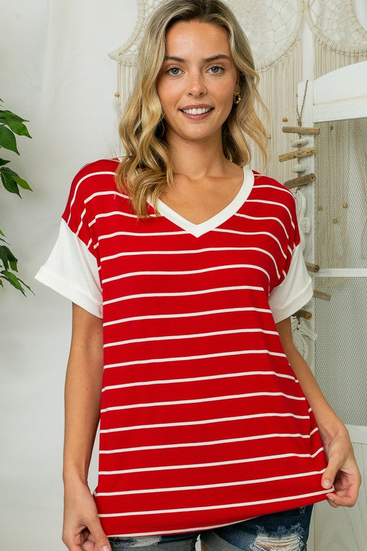 PLUS BIG STRIPE JERSEY BOXY TOP