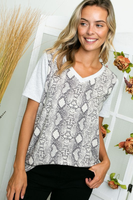 PLUS ANIMAL SOLID MIX TUNIC TOP