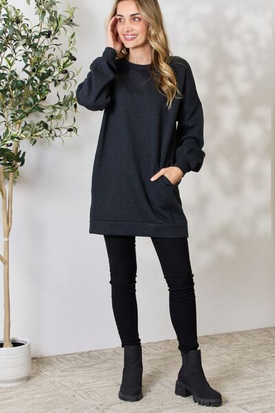 Zenana Oversized Longline Top with Pockets