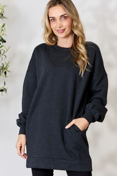 Zenana Oversized Longline Top with Pockets