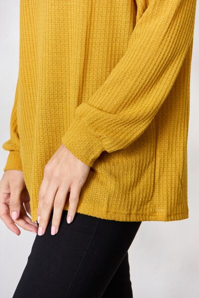 BiBi Cutout Long Sleeve Waffle Knit Top