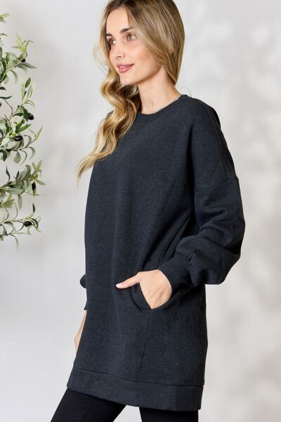 Zenana Oversized Longline Top with Pockets